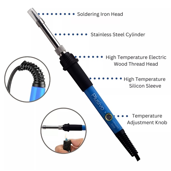Soldering Iron Kit - 60W Soldering Iron Adjustable Temperature, Solder Wire, ... - Picture 8 of 13